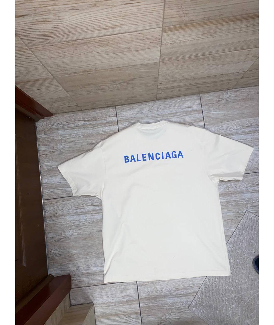 BALENCIAGA Бежевая хлопковая футболка, фото 2