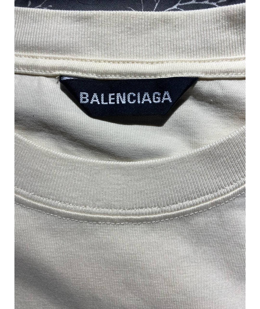 BALENCIAGA Бежевая хлопковая футболка, фото 5