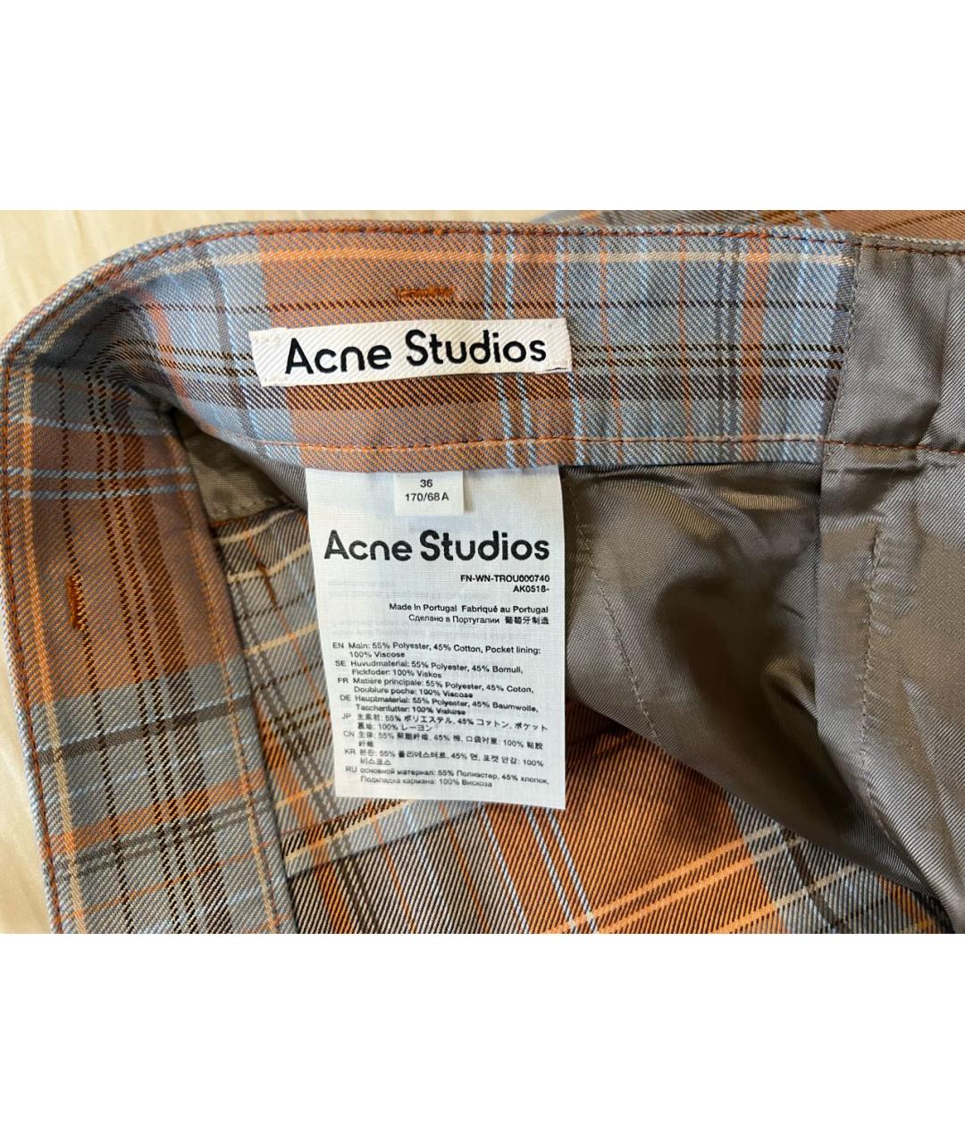 ACNE STUDIOS Мульти хлопковые прямые брюки, фото 3