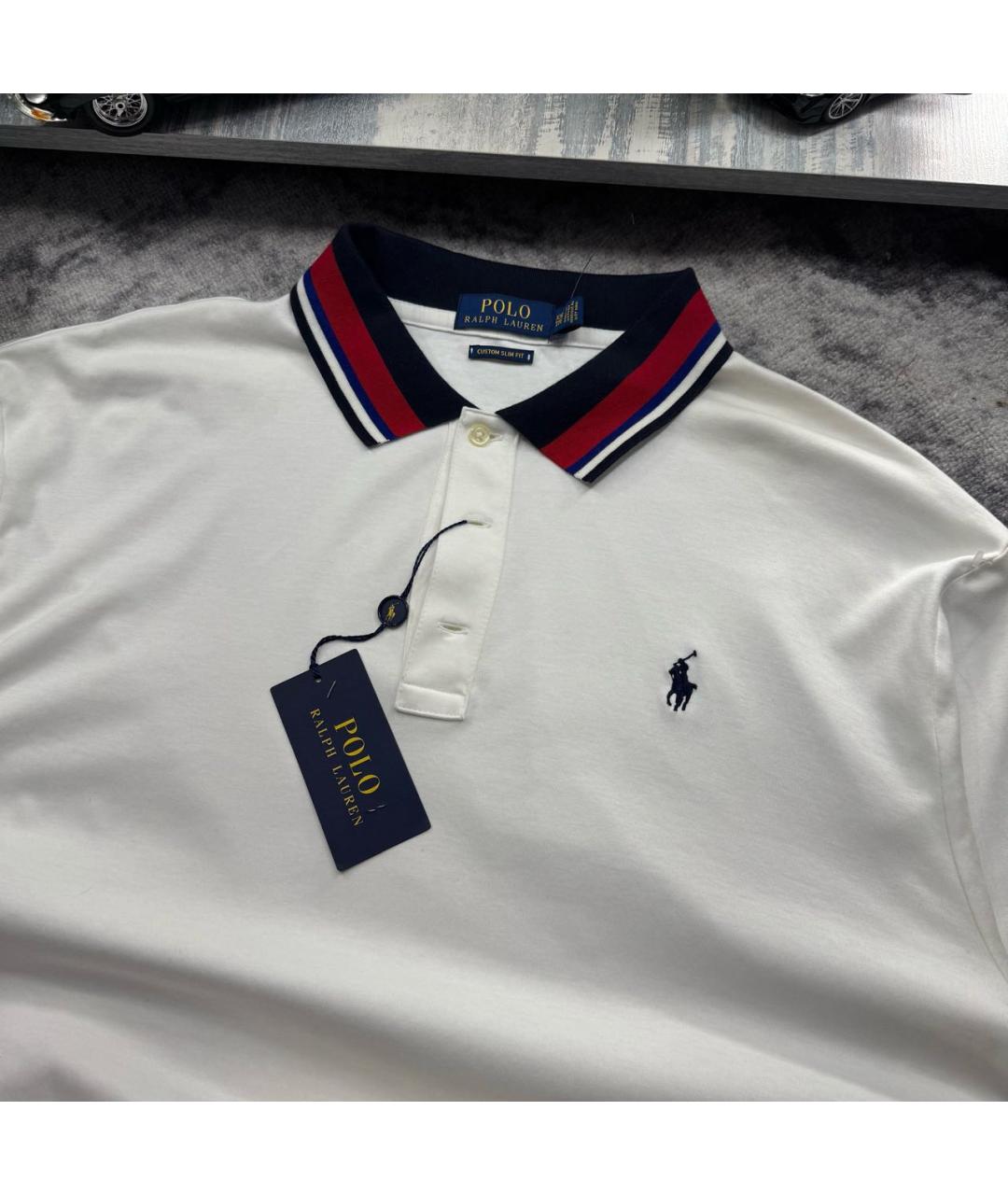 POLO RALPH LAUREN Белое хлопковое поло с длинным рукавом, фото 3