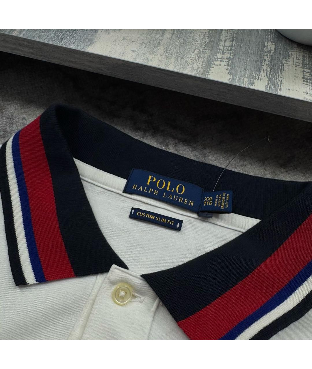 POLO RALPH LAUREN Белое хлопковое поло с длинным рукавом, фото 4