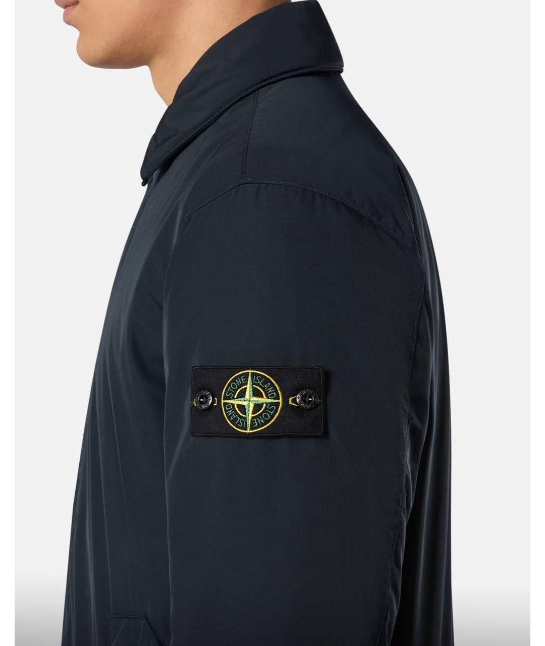 STONE ISLAND Темно-синее полиамидовое пальто, фото 3