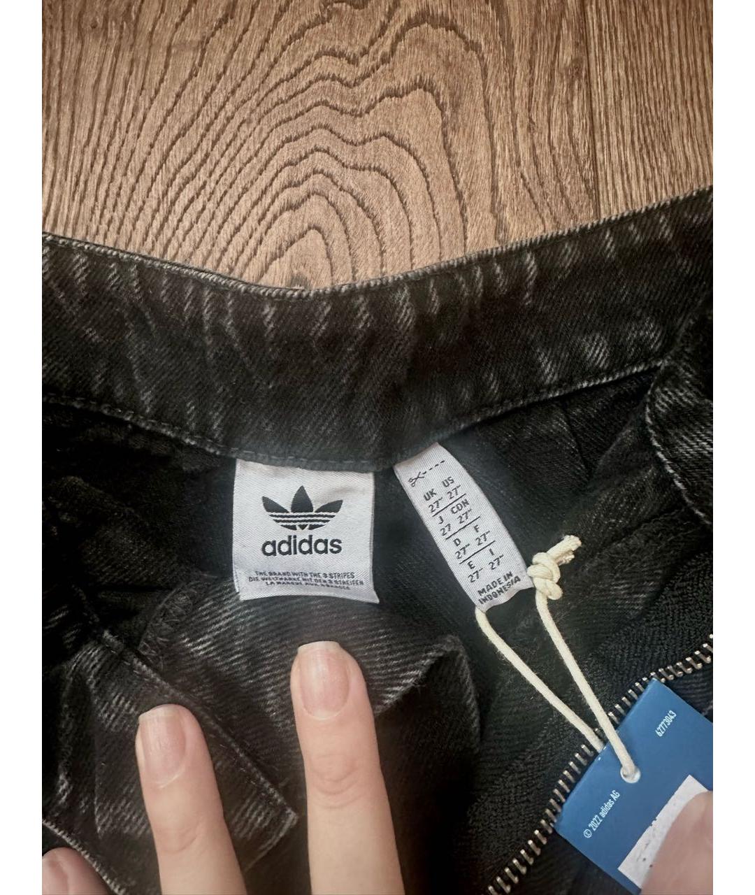 ADIDAS Черные хлопковые джинсы клеш, фото 3