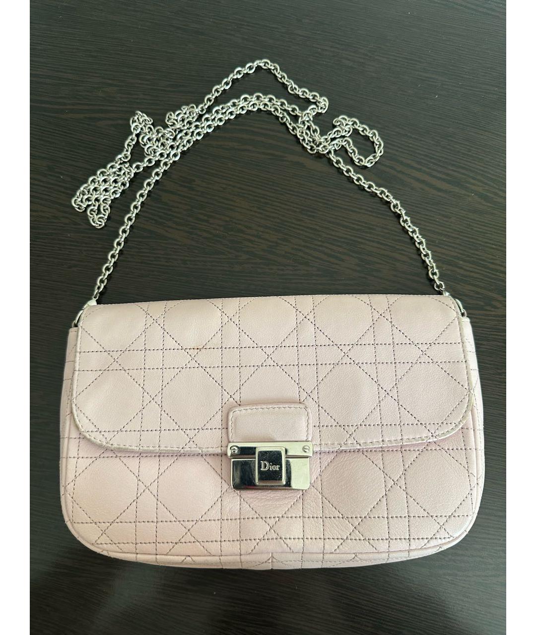 CHRISTIAN DIOR Розовая кожаная сумка через плечо, фото 5