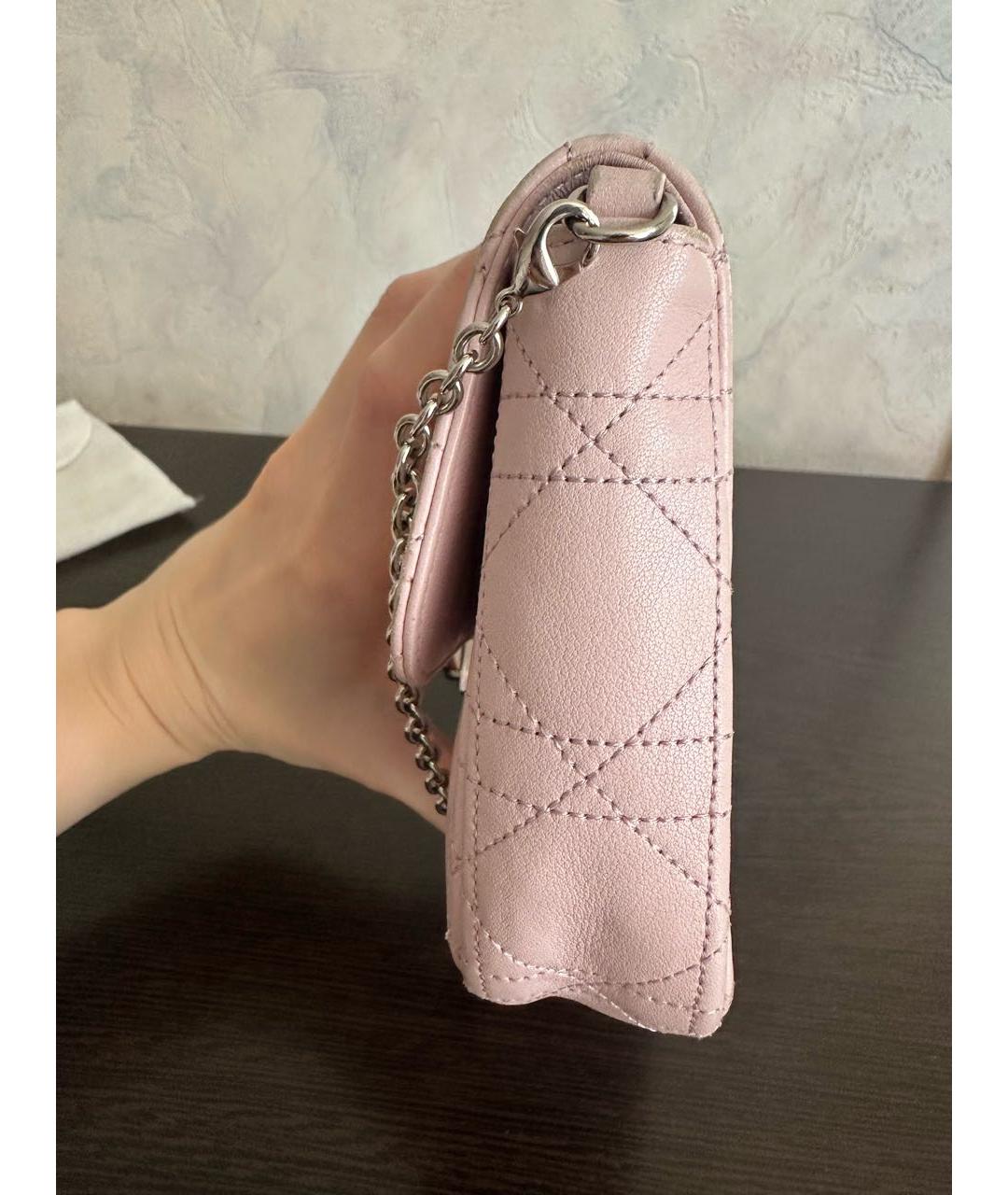 CHRISTIAN DIOR Розовая кожаная сумка через плечо, фото 2