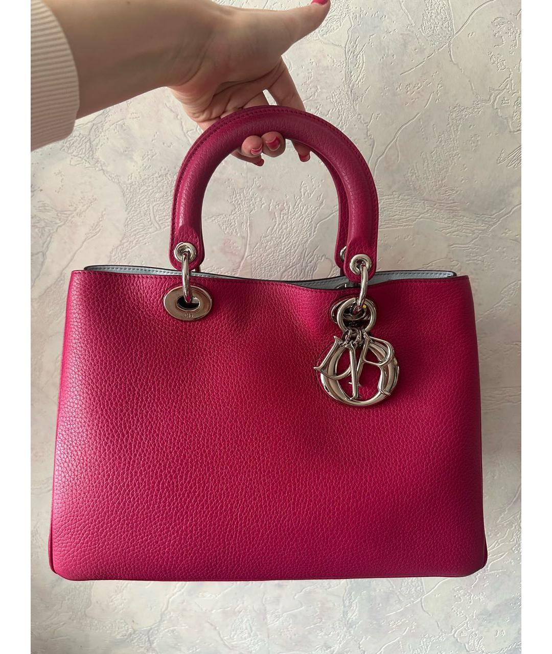 CHRISTIAN DIOR Фуксия кожаная сумка с короткими ручками, фото 2