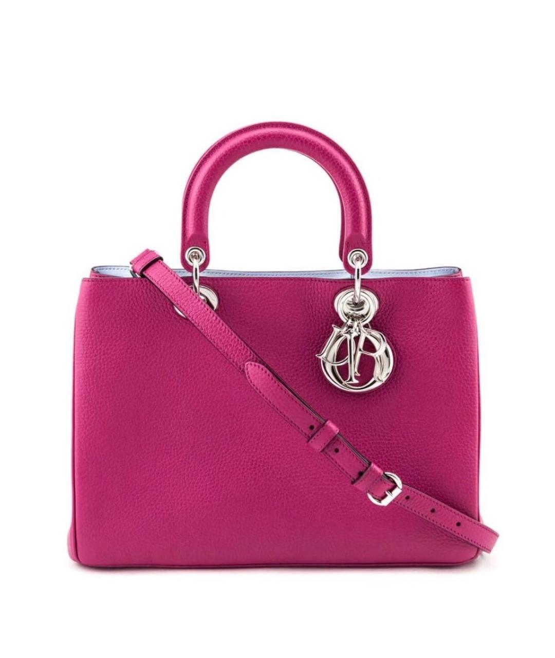 CHRISTIAN DIOR Фуксия кожаная сумка с короткими ручками, фото 1