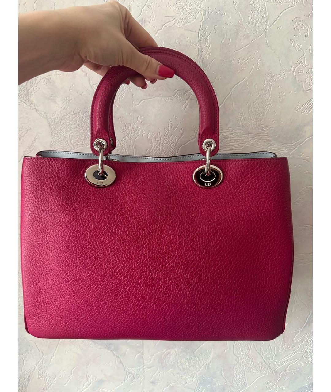 CHRISTIAN DIOR Фуксия кожаная сумка с короткими ручками, фото 3
