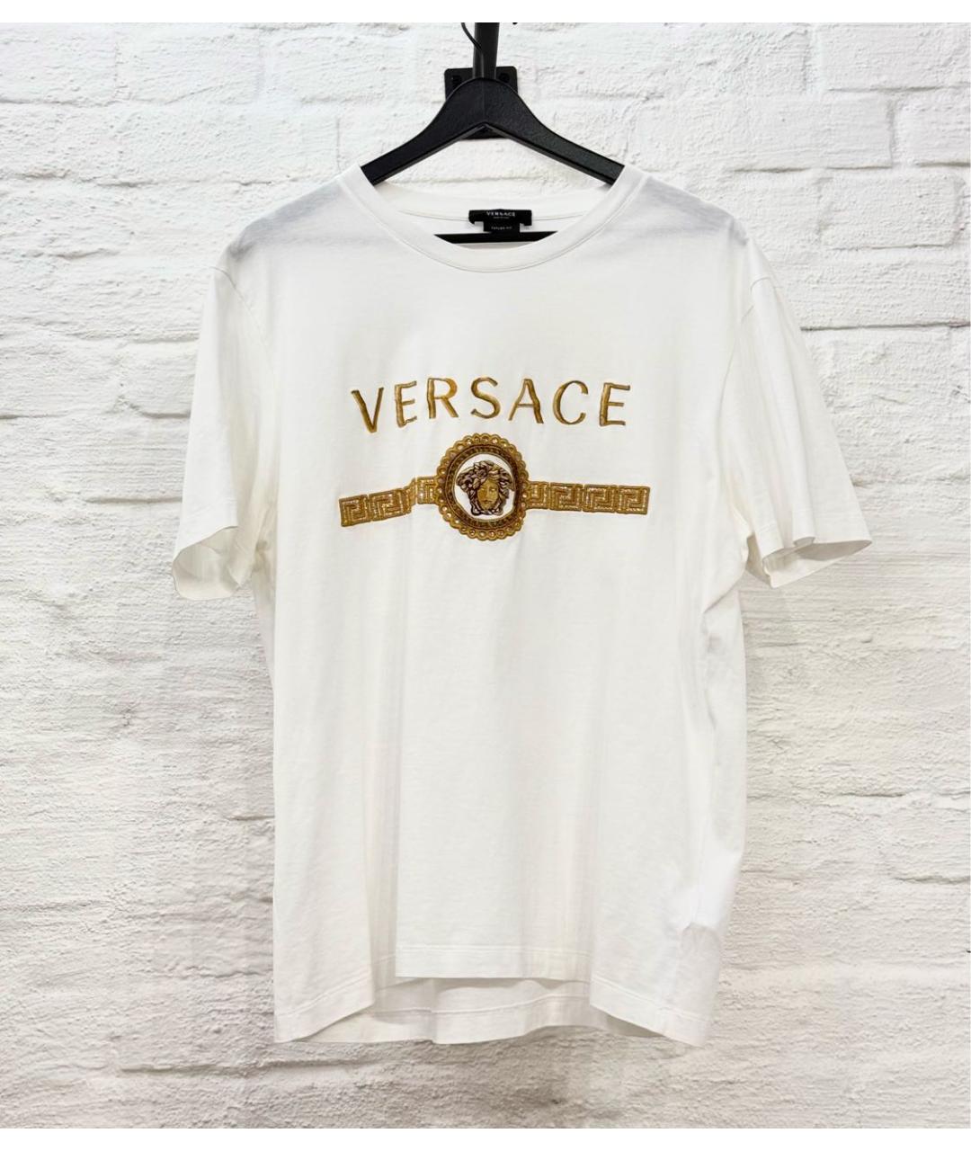 VERSACE Белая хлопковая футболка, фото 5