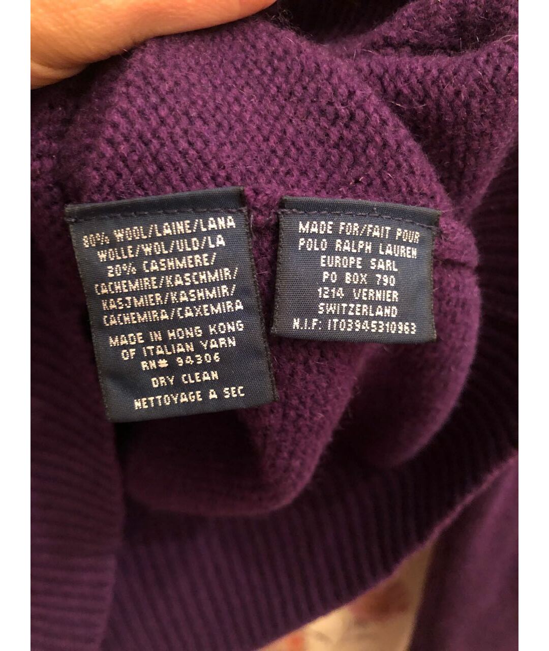 RALPH LAUREN Фиолетовый кашемировый джемпер / свитер, фото 4