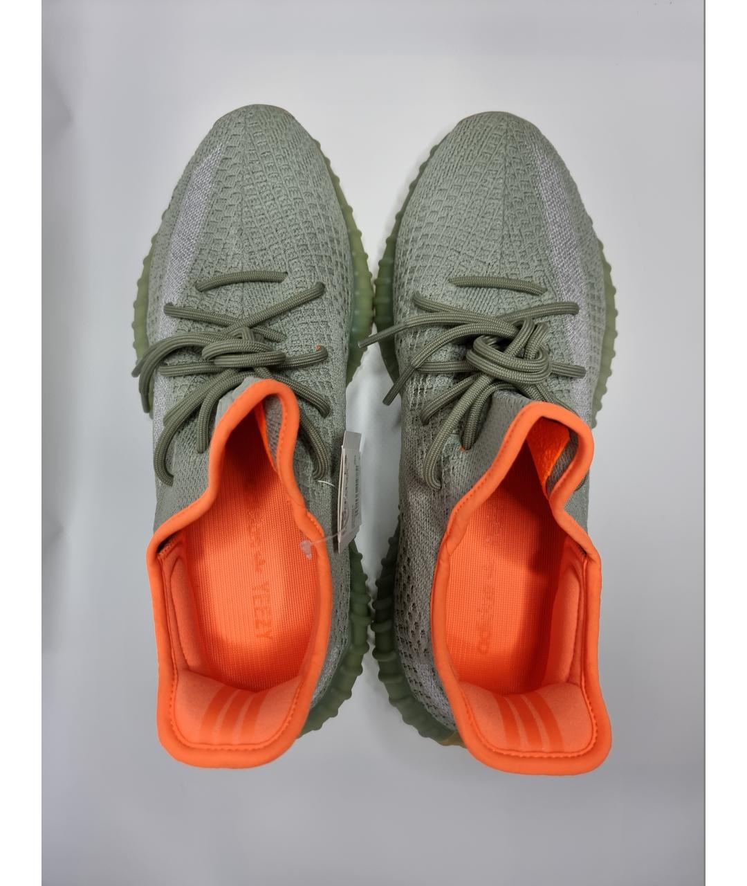 ADIDAS YEEZY Хаки текстильные низкие кроссовки / кеды, фото 3