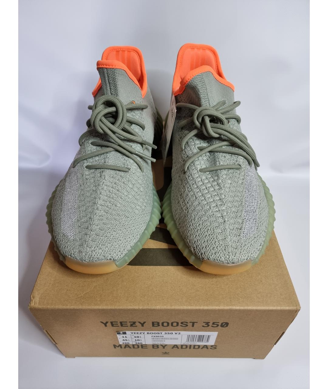 ADIDAS YEEZY Хаки текстильные низкие кроссовки / кеды, фото 2