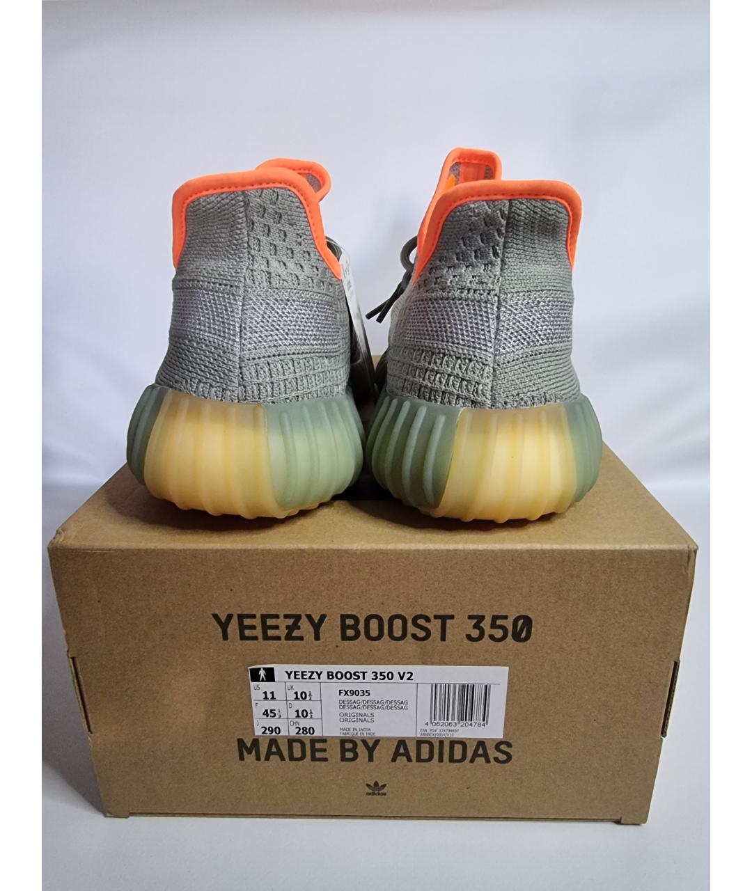 ADIDAS YEEZY Хаки текстильные низкие кроссовки / кеды, фото 4