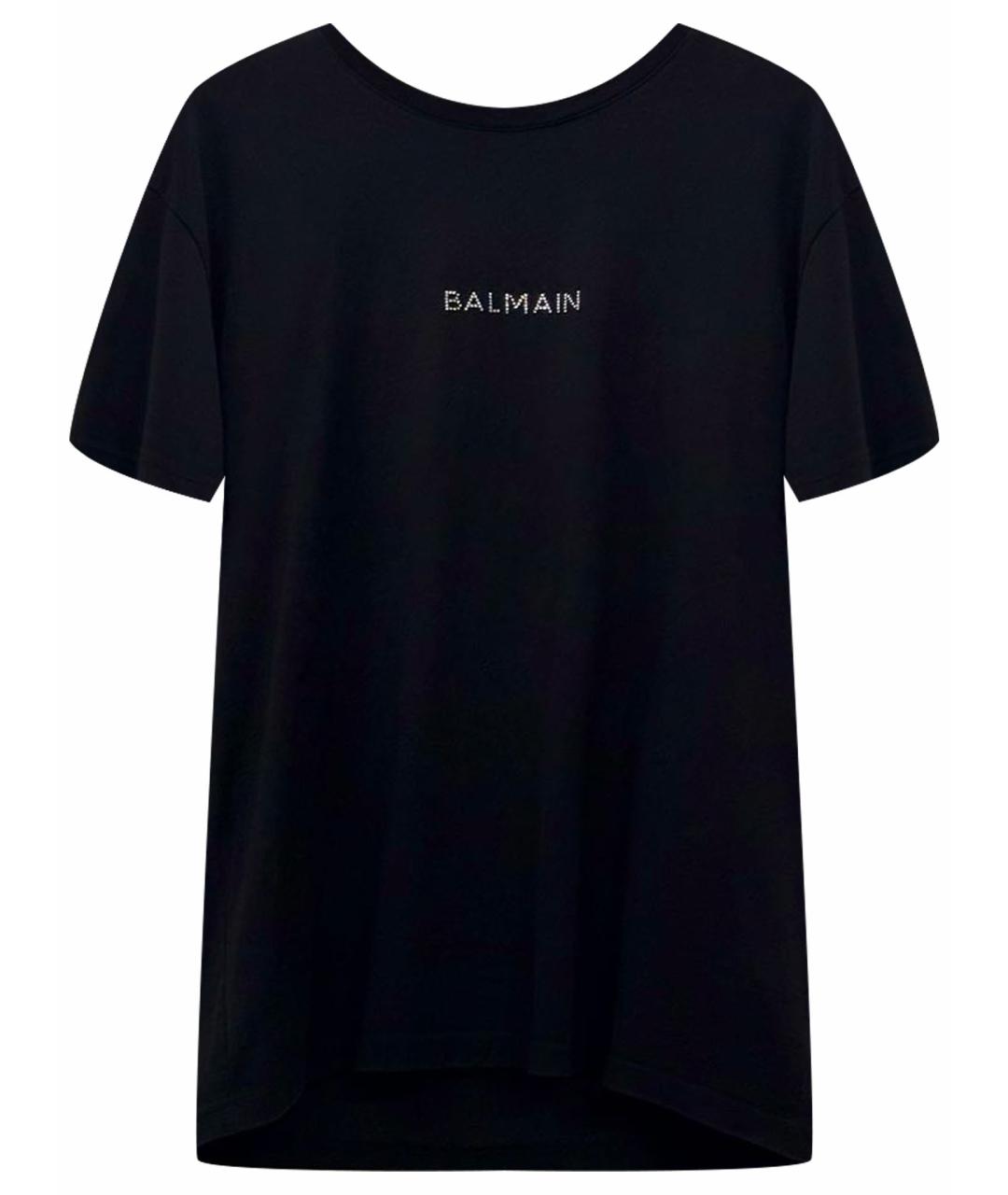 BALMAIN Черная хлопко-эластановая футболка, фото 1