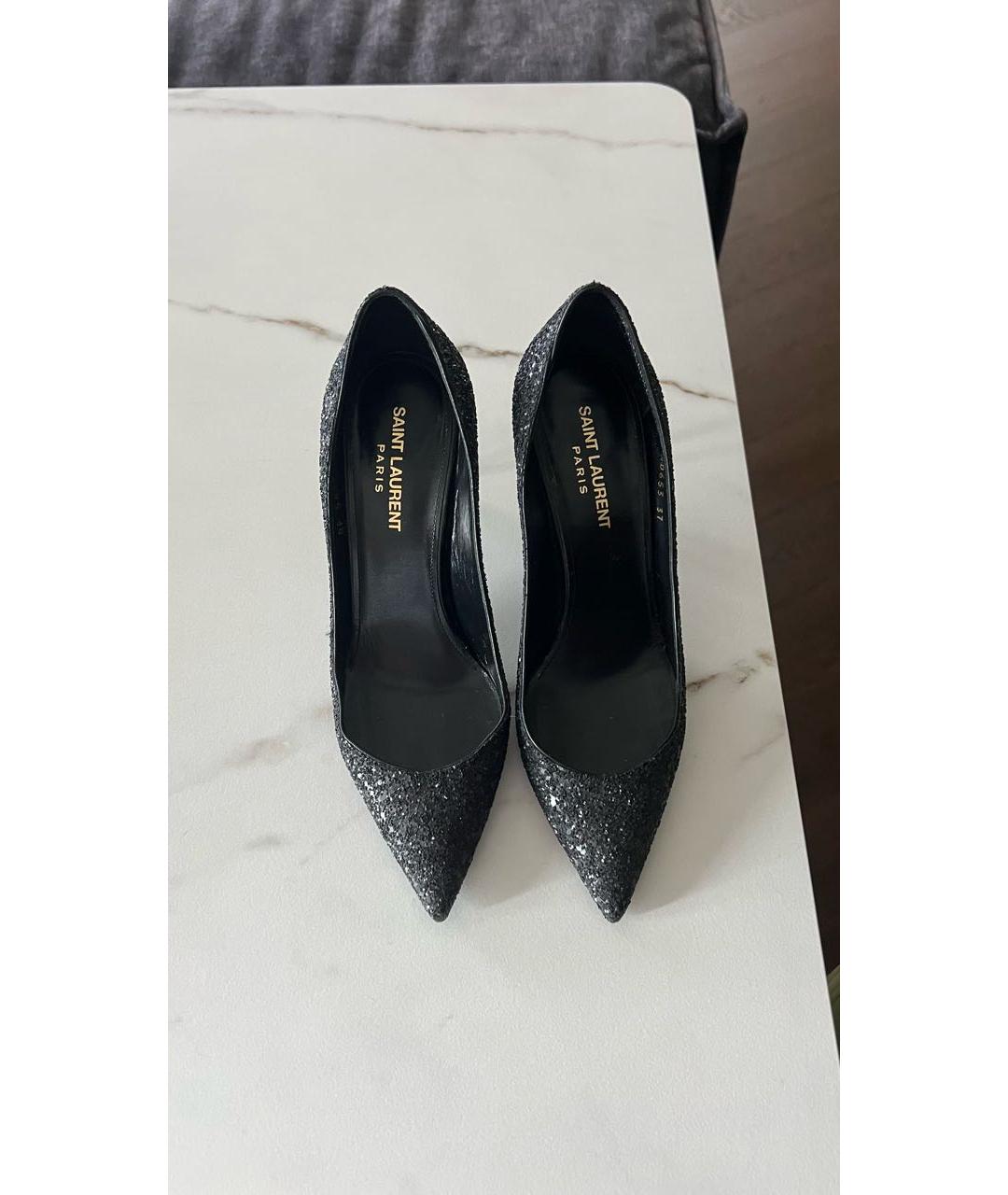 SAINT LAURENT Черные кожаные туфли, фото 2