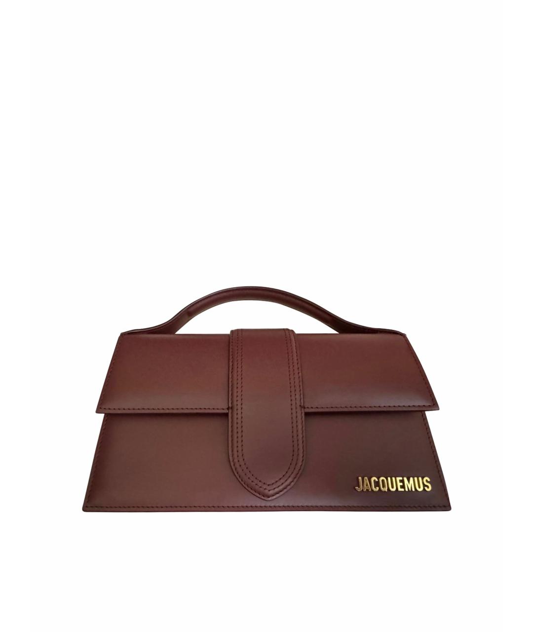 JACQUEMUS Бордовая кожаная сумка с короткими ручками, фото 1
