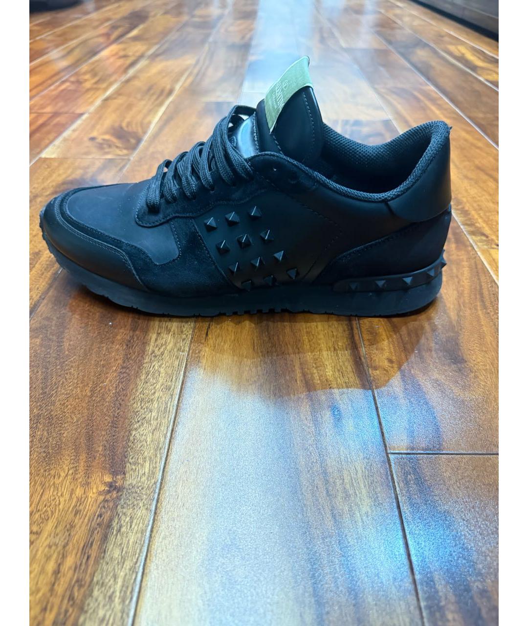 VALENTINO Черные кожаные низкие кроссовки / кеды, фото 6