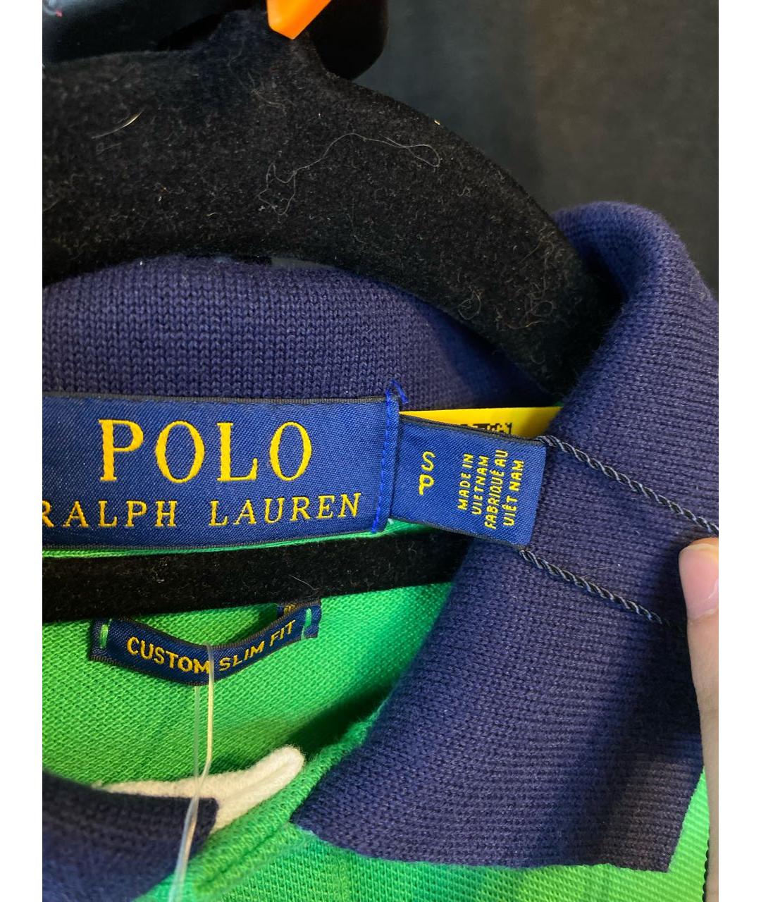 POLO RALPH LAUREN Зеленые хлопковое поло с коротким рукавом, фото 5