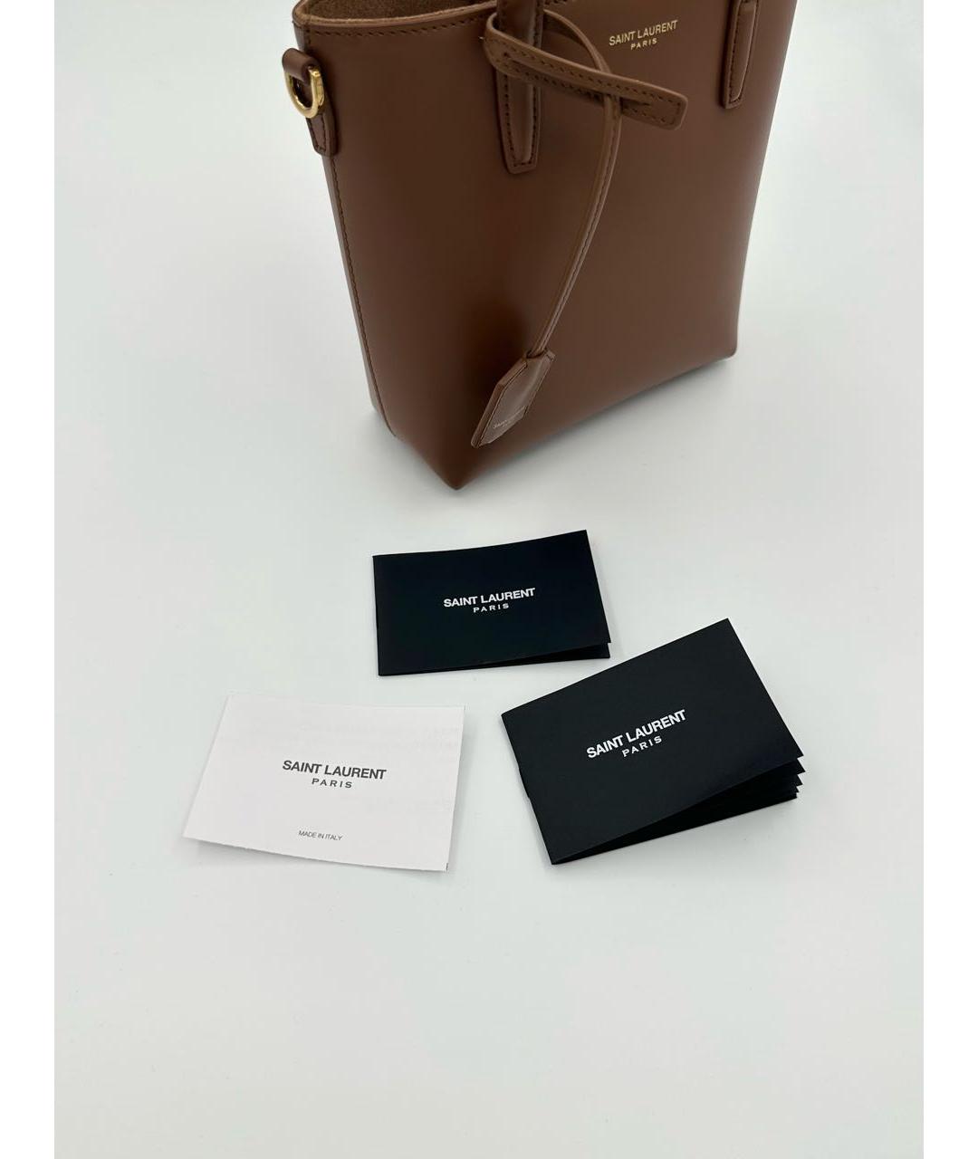 SAINT LAURENT Оранжевая кожаная сумка тоут, фото 5