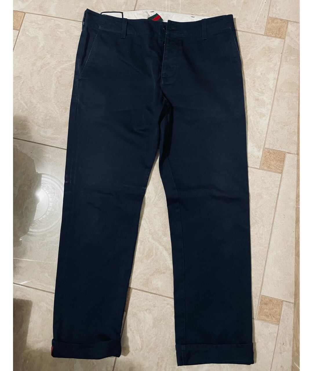 GUCCI Синие хлопковые брюки чинос, фото 6