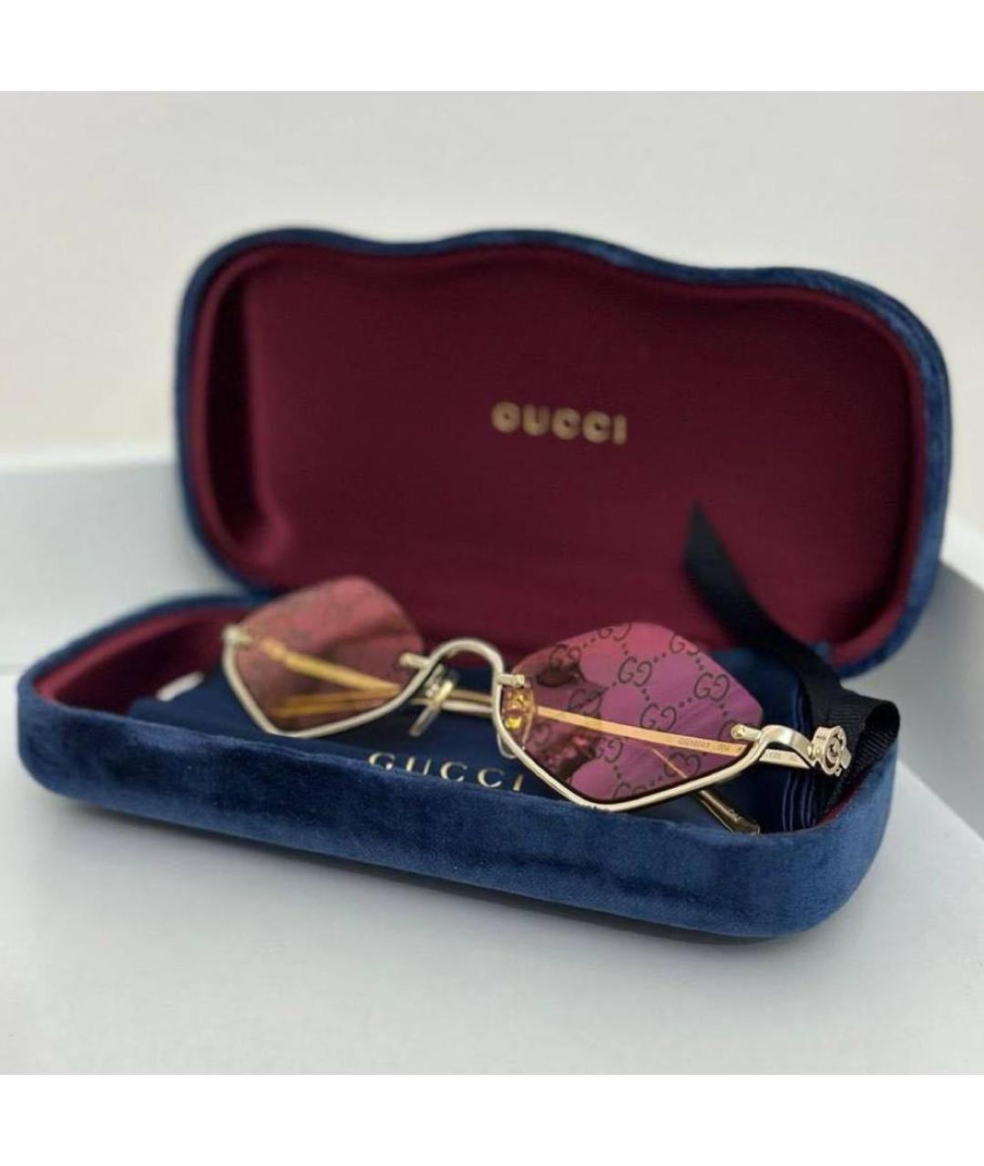 GUCCI Коралловые металлические солнцезащитные очки, фото 4