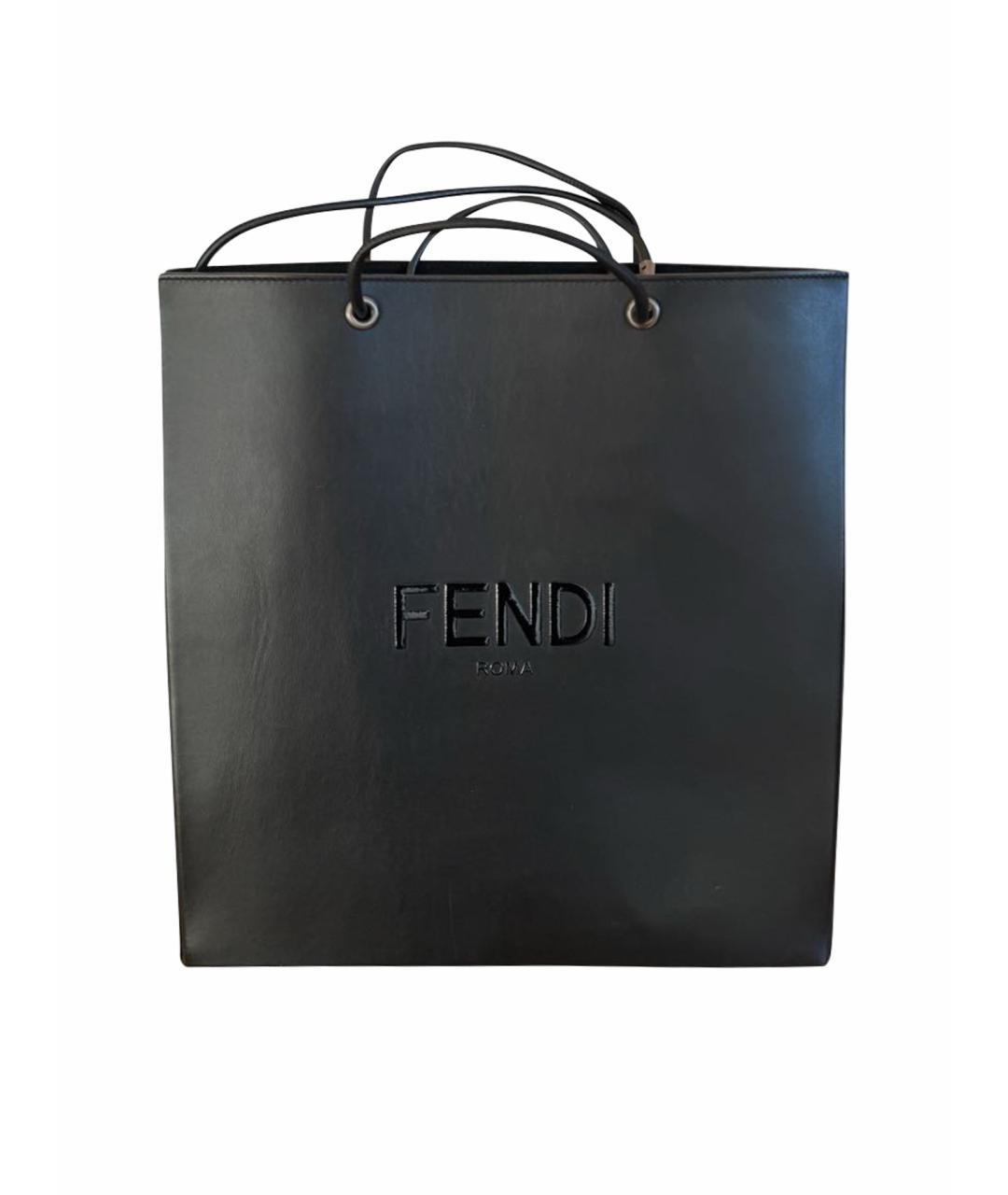 FENDI Черная кожаная сумка с короткими ручками, фото 1