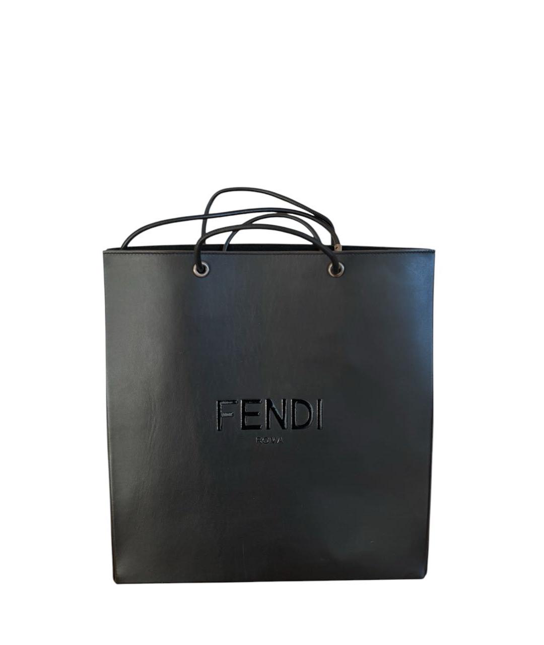 FENDI Черная кожаная сумка с короткими ручками, фото 9