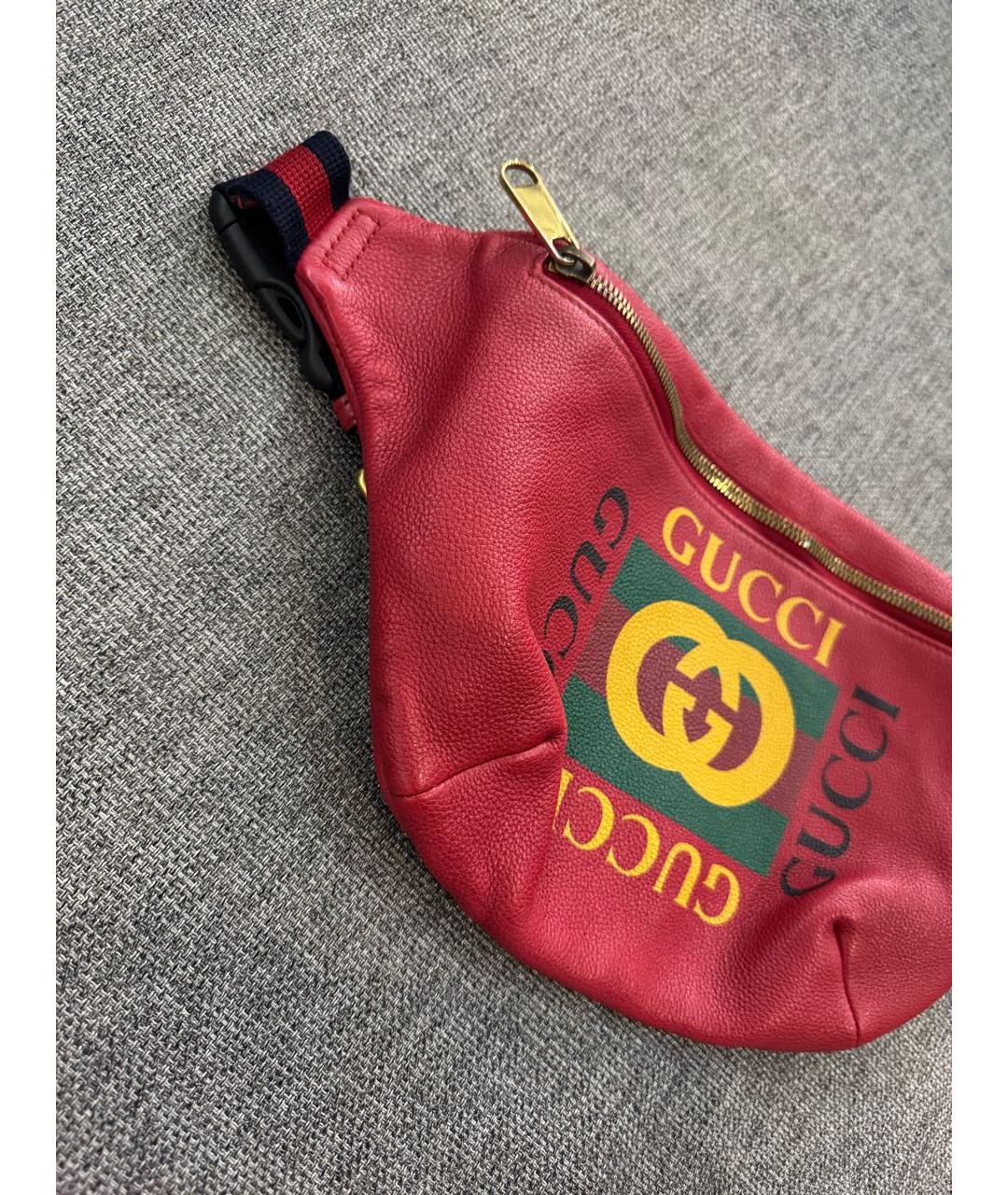 GUCCI Красная кожаная поясная сумка, фото 2