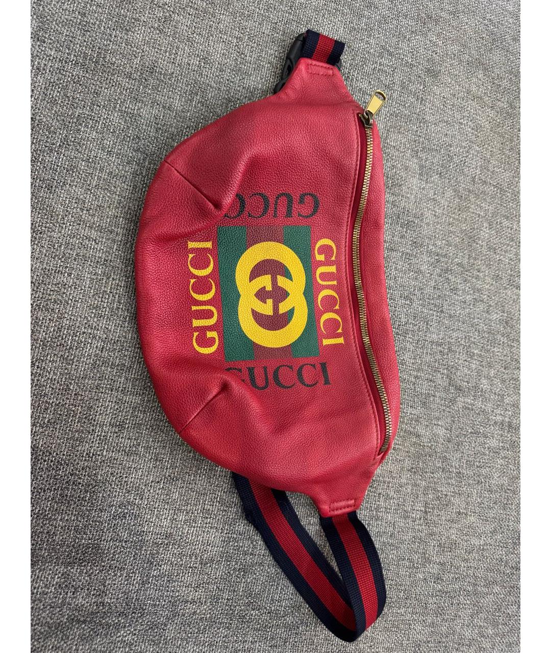 GUCCI Красная кожаная поясная сумка, фото 5