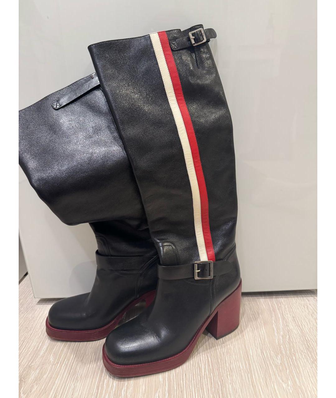 CHRISTIAN DIOR Черные кожаные сапоги, фото 5