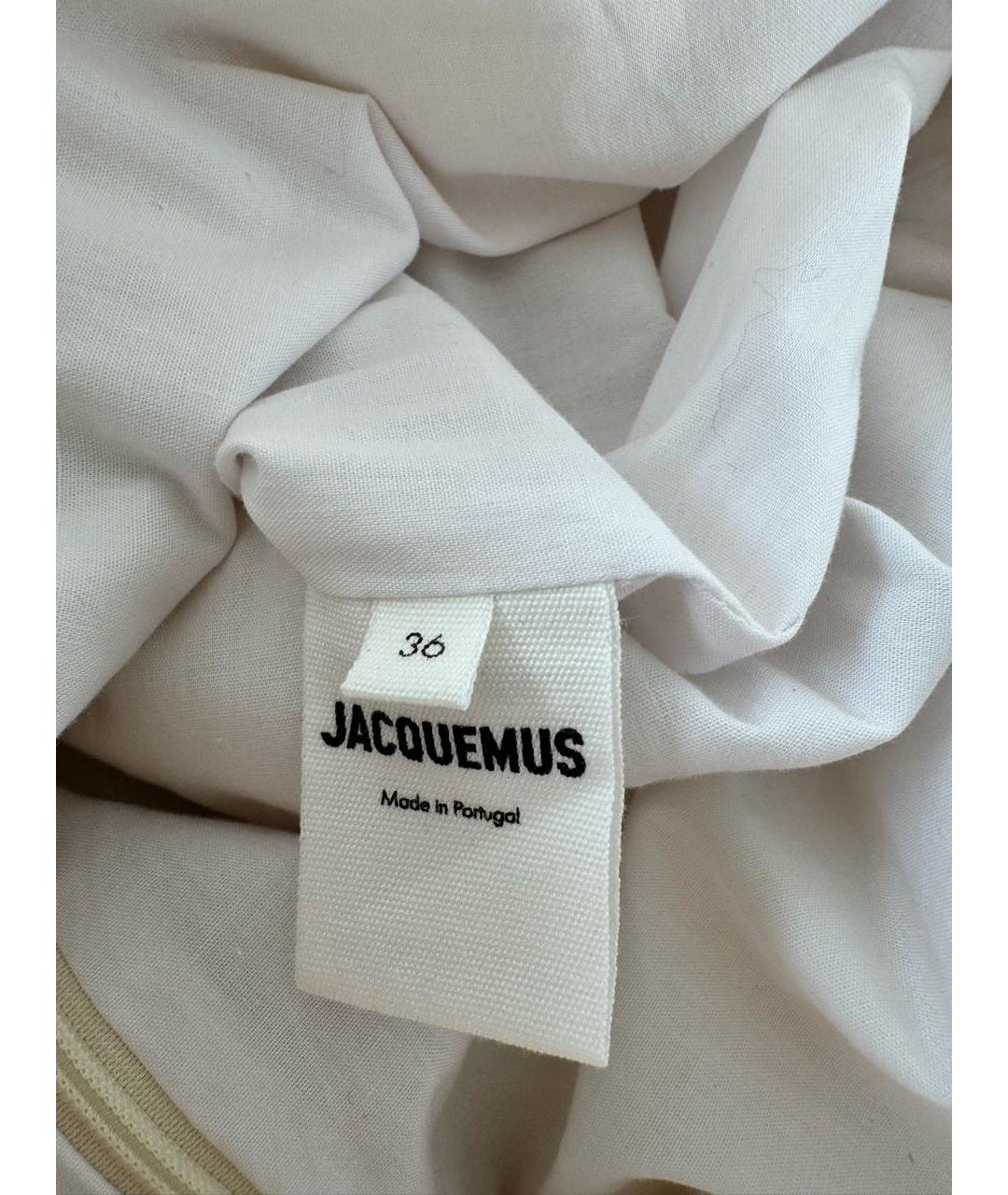 JACQUEMUS Бежевое вискозное повседневное платье, фото 6