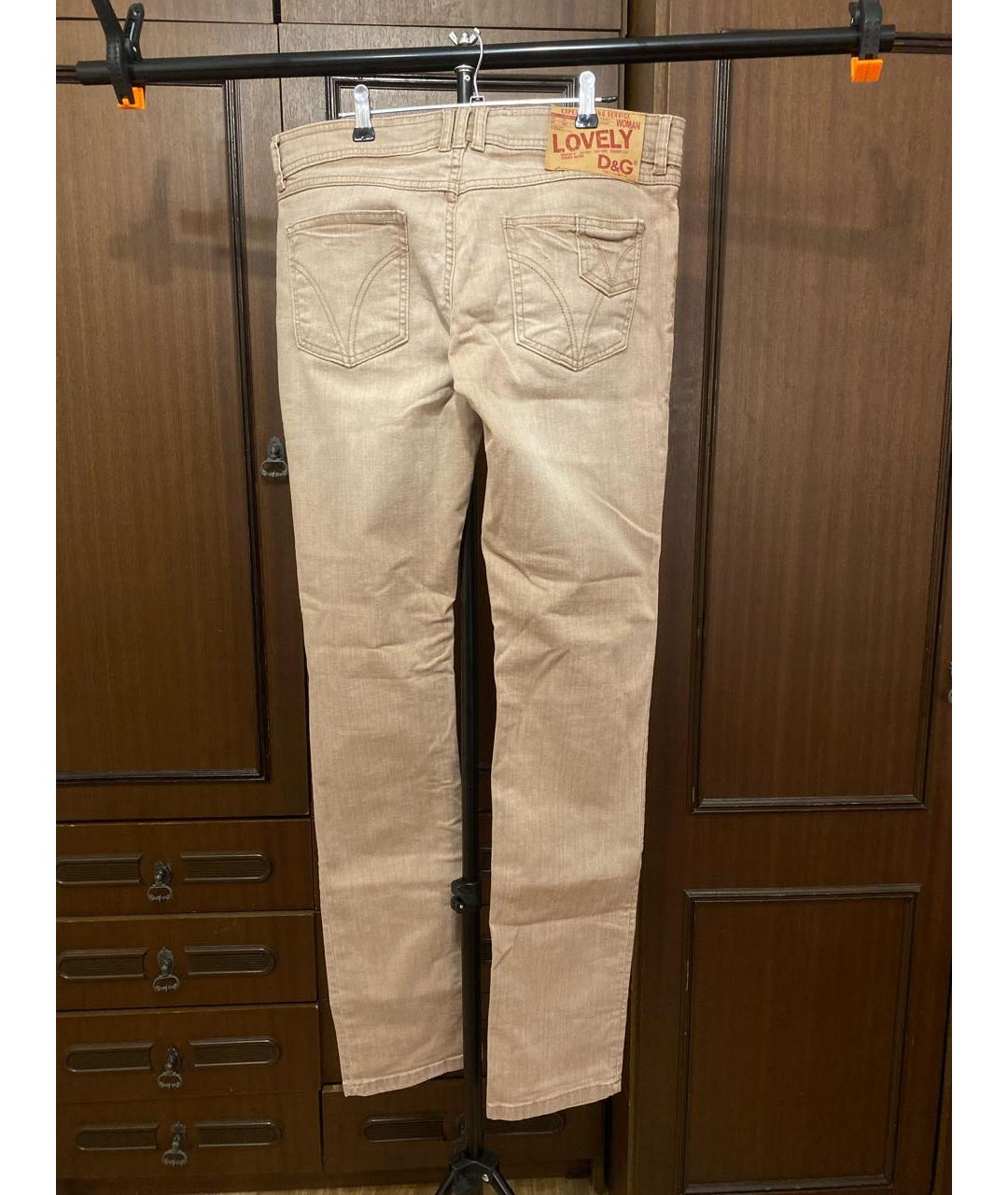 DOLCE&GABBANA Бежевые хлопко-эластановые джинсы слим, фото 5