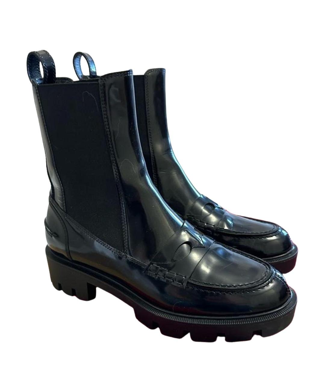 CHRISTIAN LOUBOUTIN Черные ботинки из лакированной кожи, фото 1