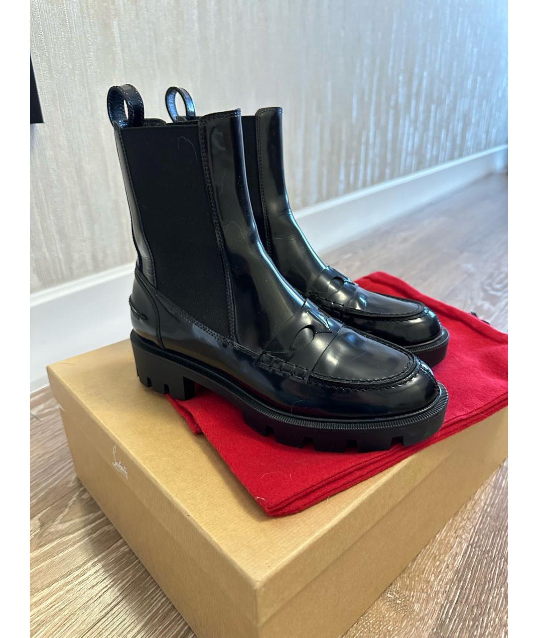 CHRISTIAN LOUBOUTIN Черные ботинки из лакированной кожи, фото 8