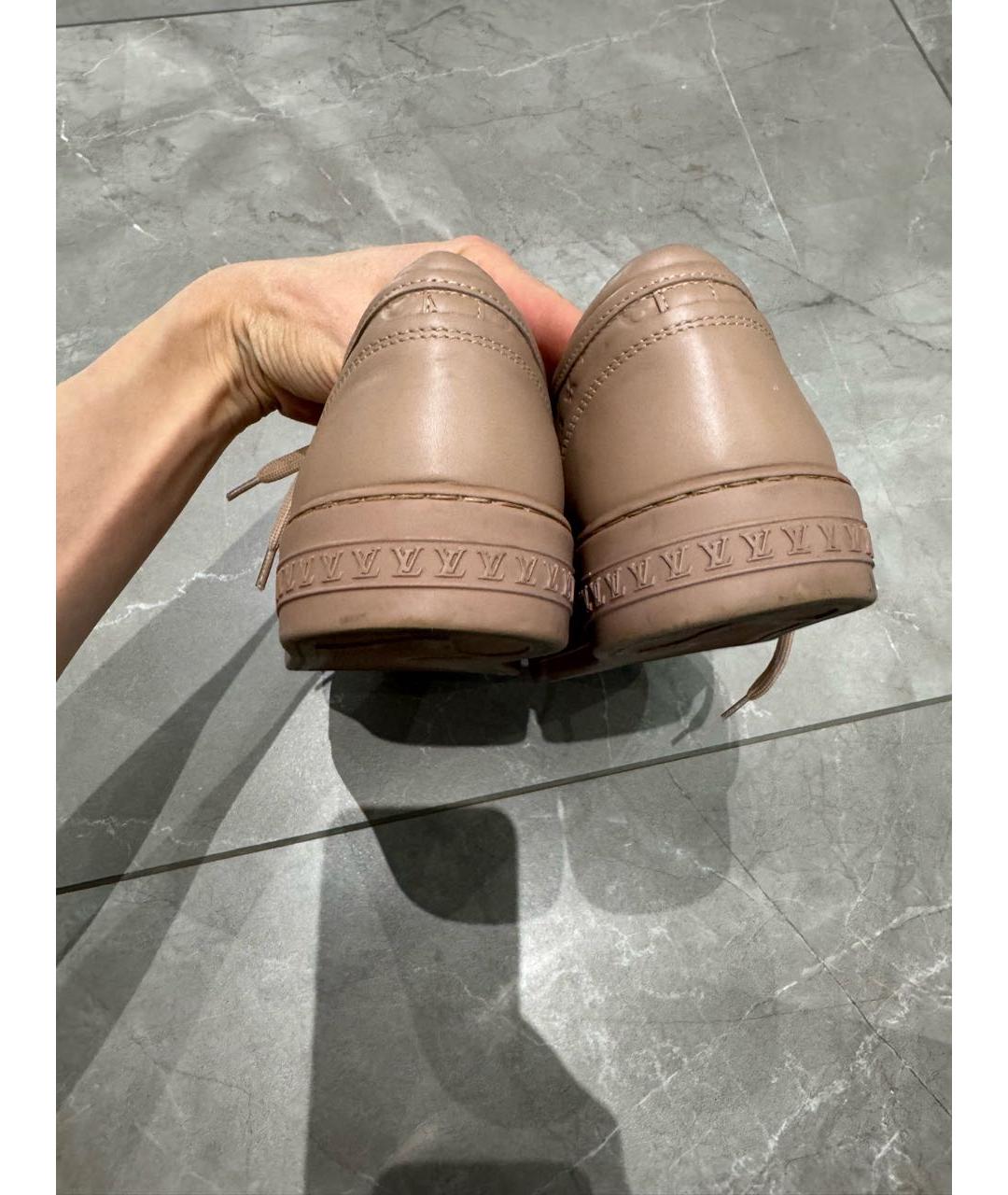LOUIS VUITTON Бежевые кожаные кеды, фото 4
