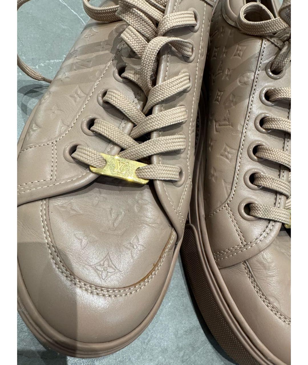 LOUIS VUITTON Бежевые кожаные кеды, фото 7