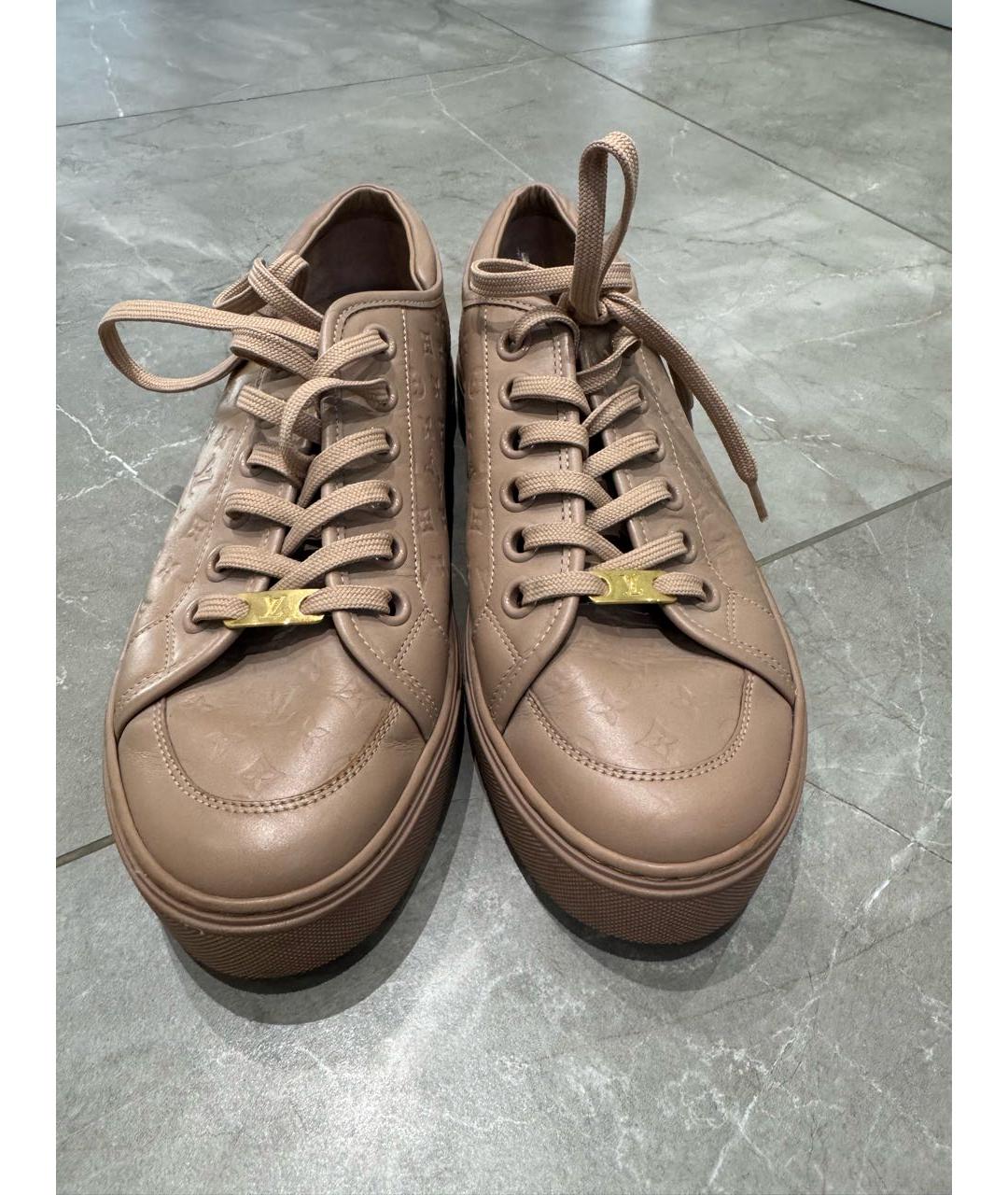 LOUIS VUITTON Бежевые кожаные кеды, фото 2