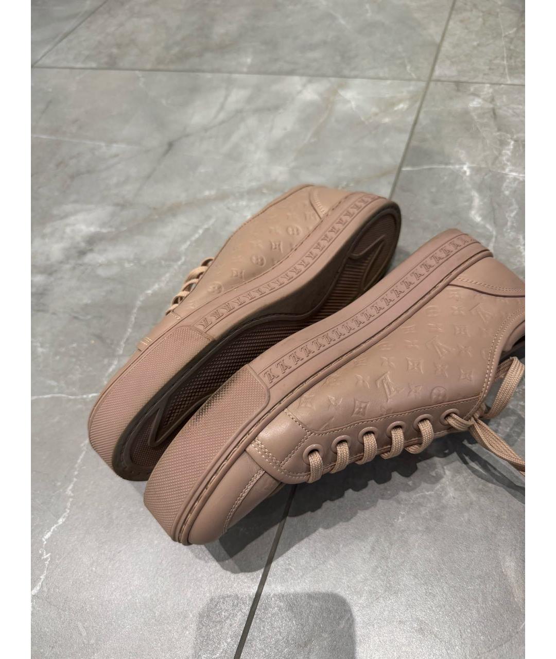 LOUIS VUITTON Бежевые кожаные кеды, фото 6
