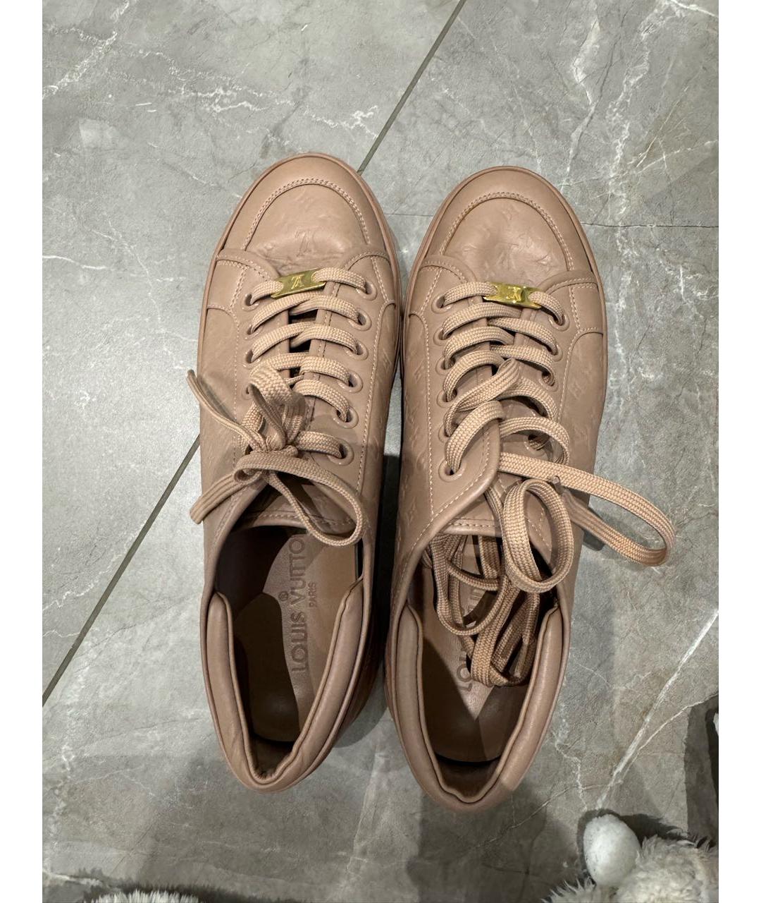 LOUIS VUITTON Бежевые кожаные кеды, фото 3
