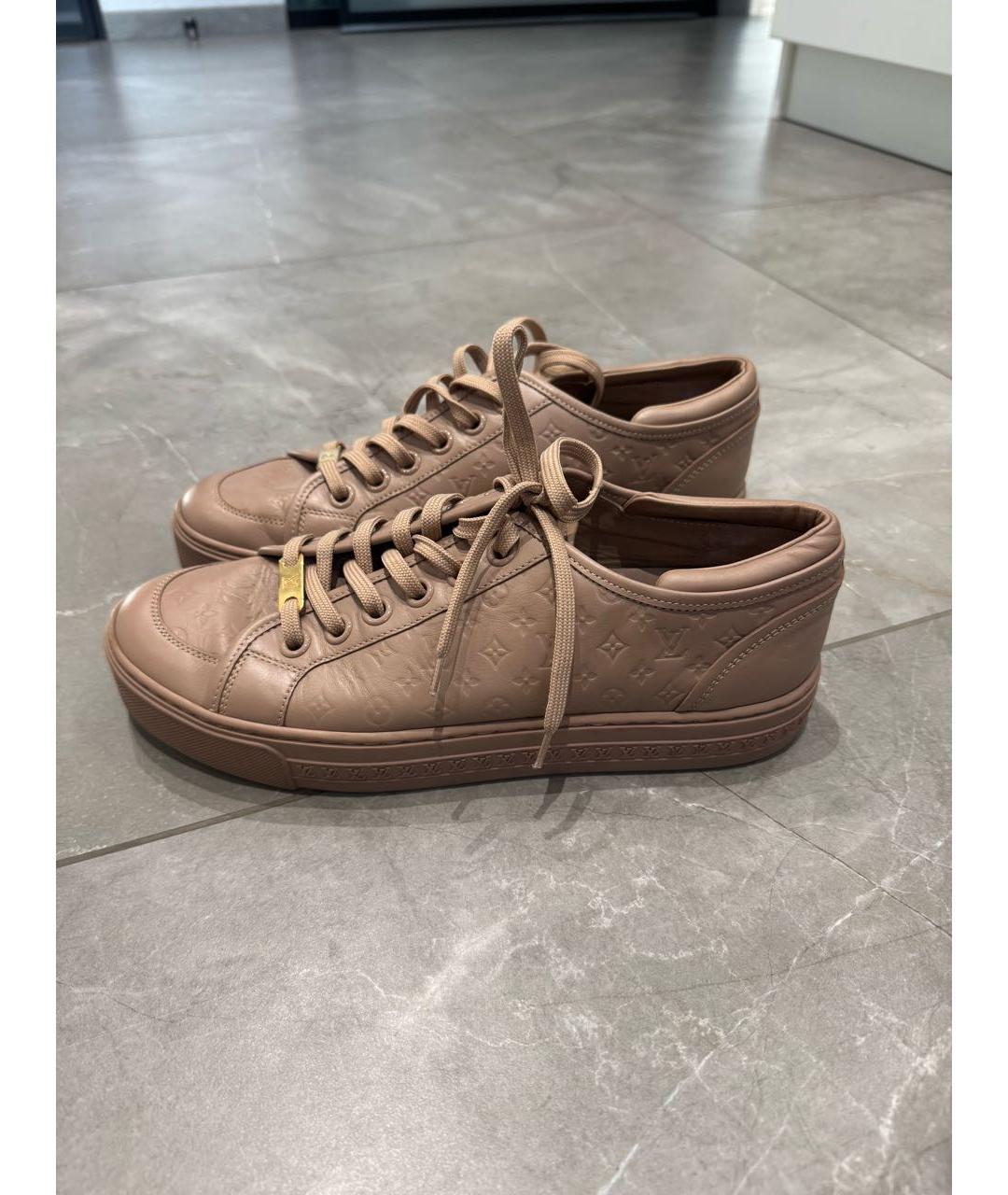 LOUIS VUITTON Бежевые кожаные кеды, фото 9