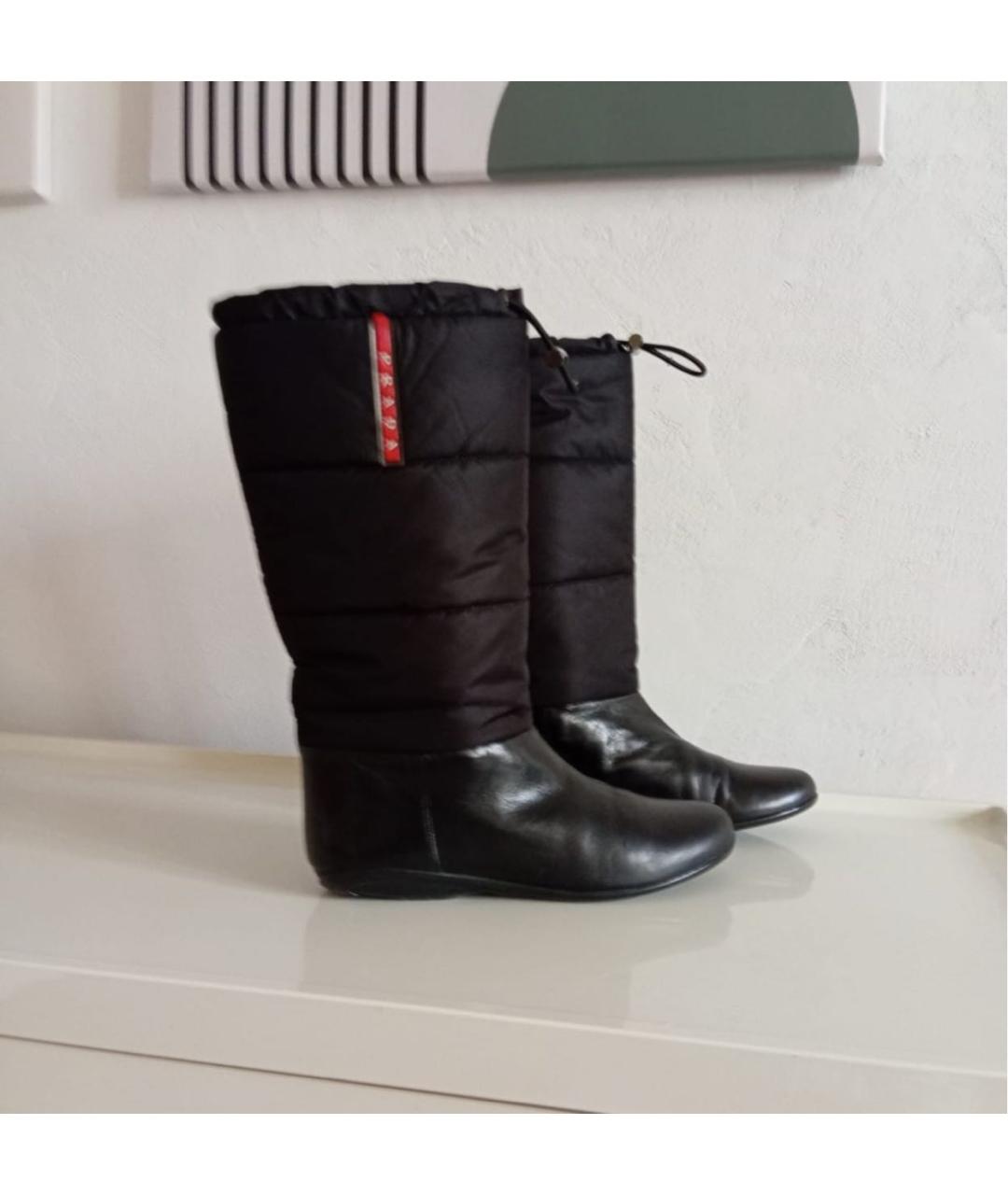 PRADA Черные кожаные сапоги, фото 2