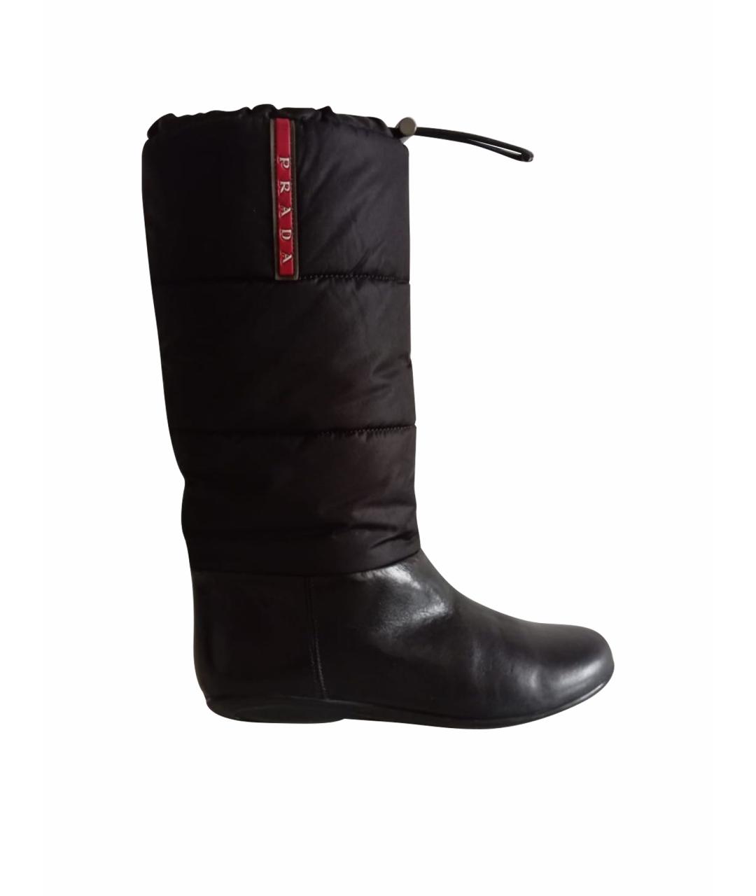 PRADA Черные кожаные сапоги, фото 1