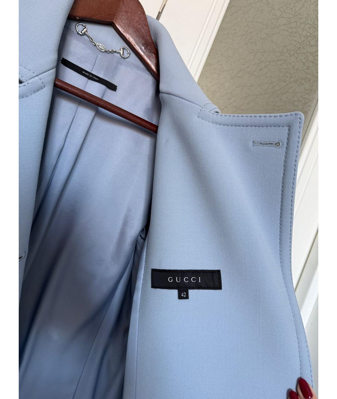 GUCCI Голубое шерстяное пальто, фото 3