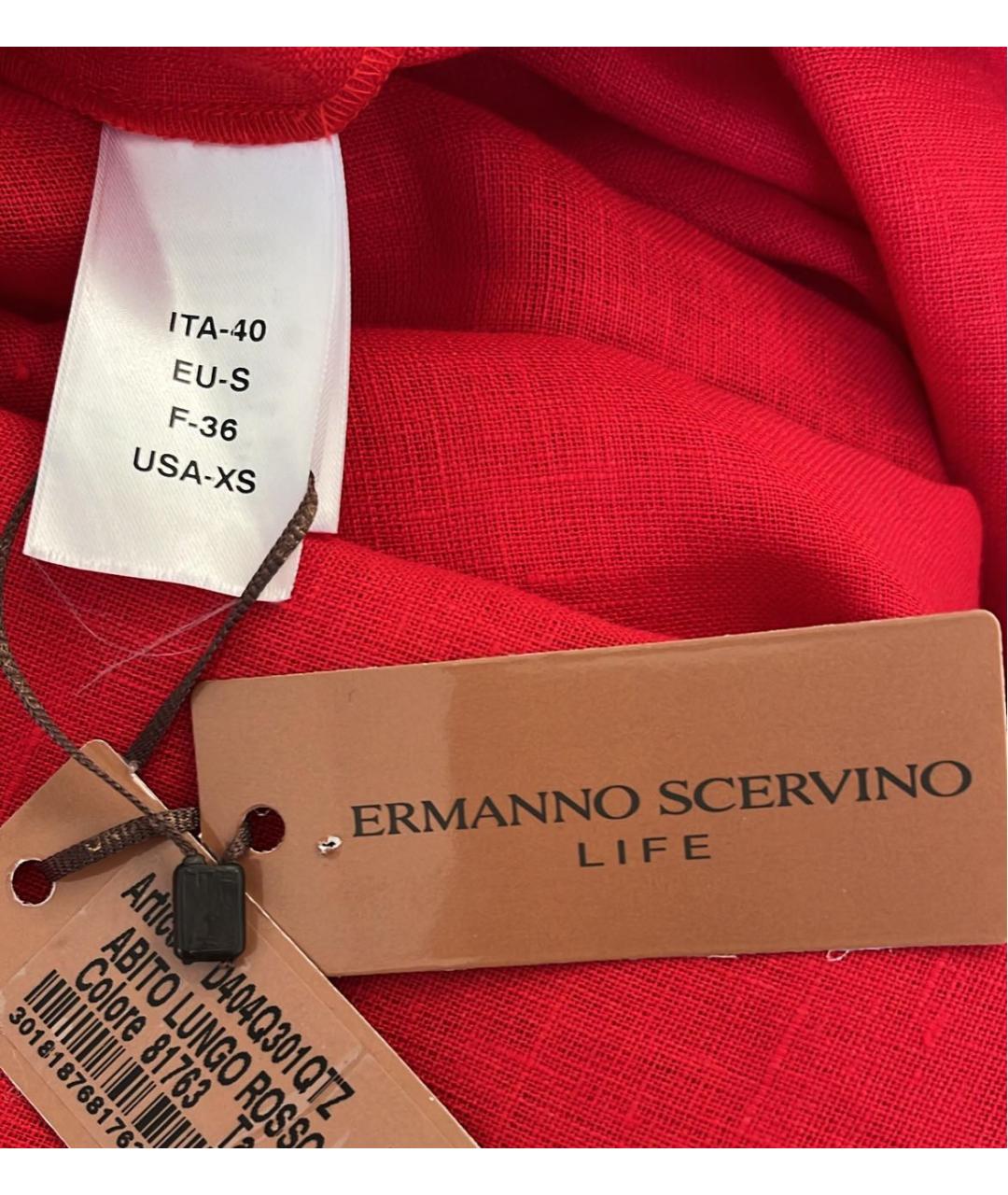 ERMANNO SCERVINO Красное льняное повседневное платье, фото 5