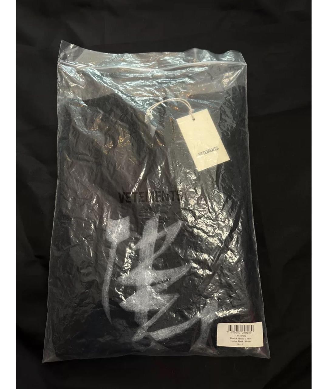 VETEMENTS Черная хлопковая футболка, фото 3