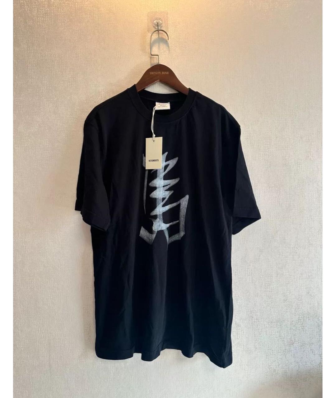VETEMENTS Черная хлопковая футболка, фото 5