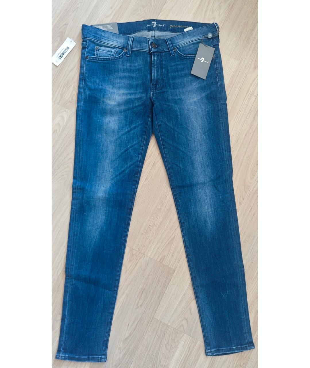 7 FOR ALL MANKIND Синие хлопко-эластановые джинсы слим, фото 7