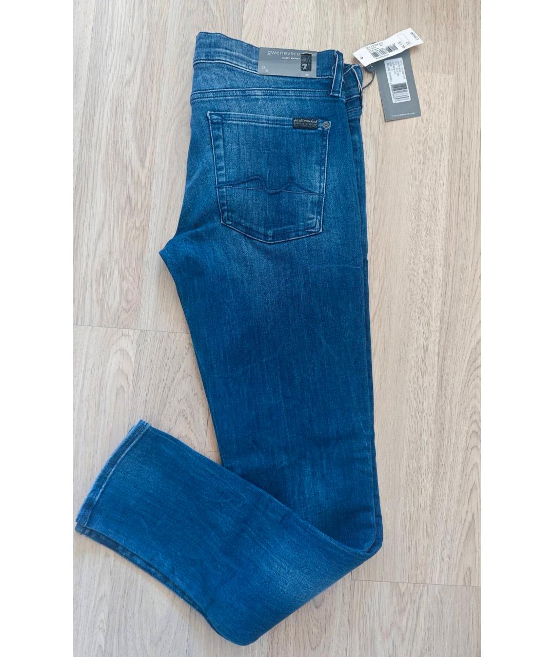 7 FOR ALL MANKIND Синие хлопко-эластановые джинсы слим, фото 6