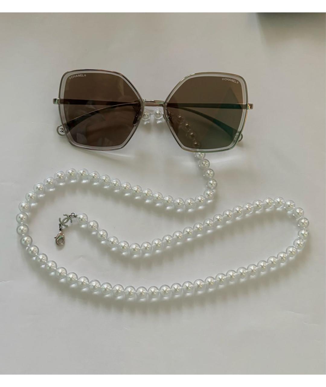 CHANEL Коричневые металлические солнцезащитные очки, фото 7