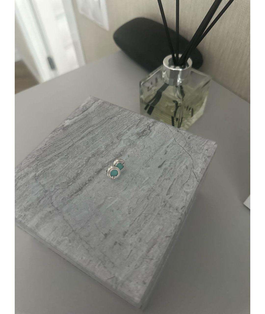 TIFFANY&CO Голубые серьги из белого золота, фото 4